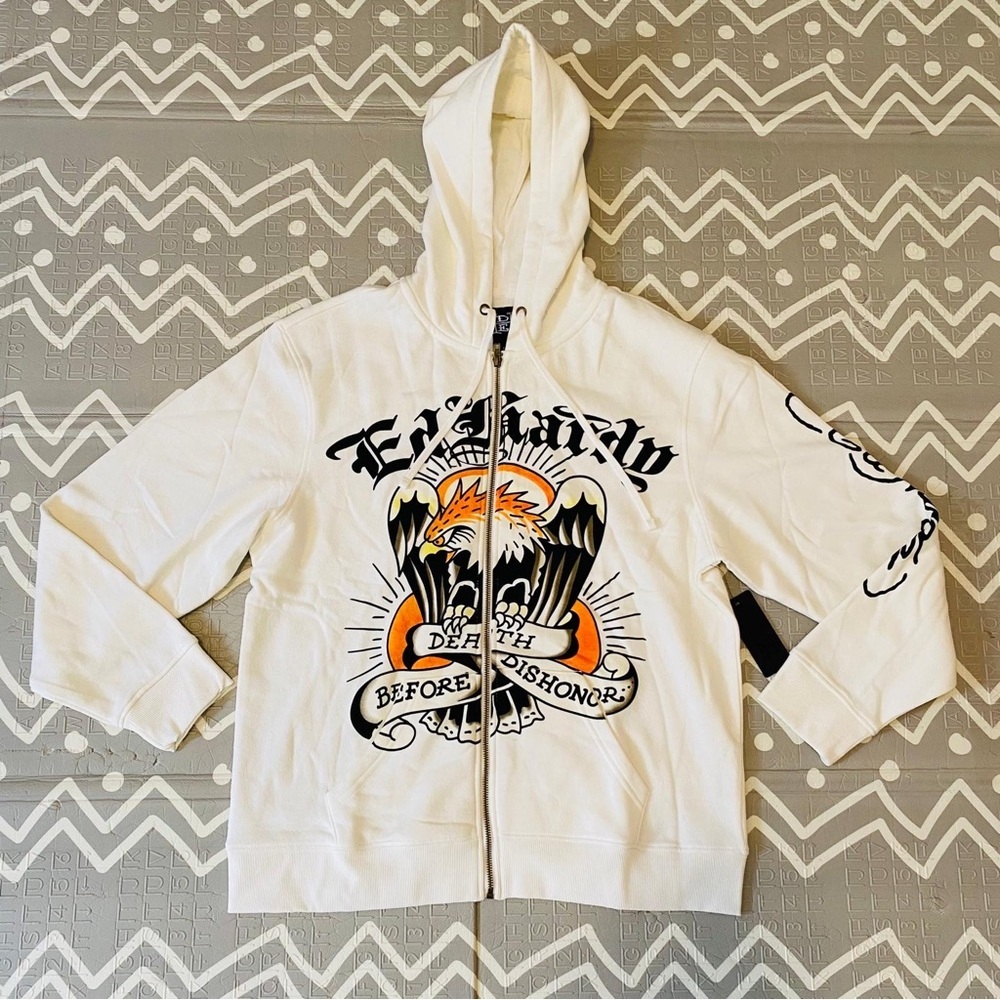 Vintage Retro Ed hardy graphic skull eagle snake hoodie sweater